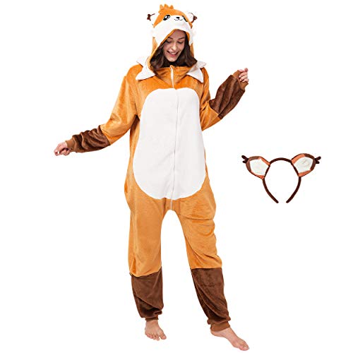 corimori (Faye der Fuchs Damen & Herren Onesie Jumpsuit Kostüm Gr. 150-160cm, Orange-Braun von corimori