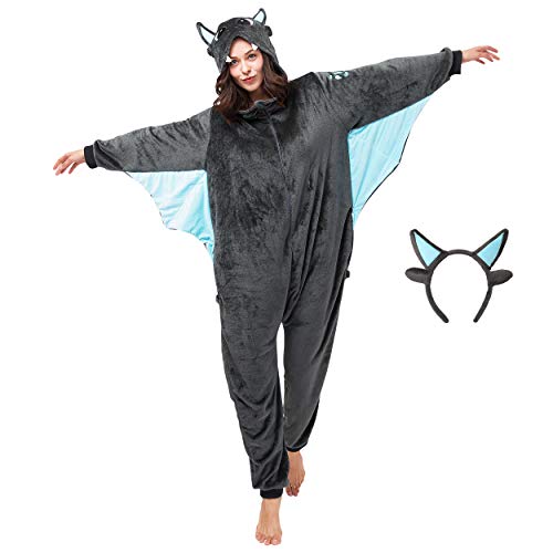 corimori (Spark der Drache Damen & Herren Onesie Jumpsuit Kostüm Gr. 180-190cm, Grau von corimori