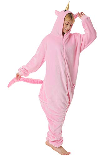 corimori 1852 Rose das Einhorn Damen Herren Onesie Jumpsuit Anzug Einteiler Kostüm Verkleidung Gr. 170-180cm, Rosa von corimori