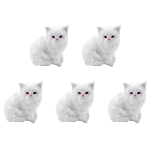 coserori 5X Realistische SüßE Simulation GefüLlte PlüSch WeißE Persische Katzen Spielzeug Katze Puppen Tisch Dekor Kinder MäDchen von coserori