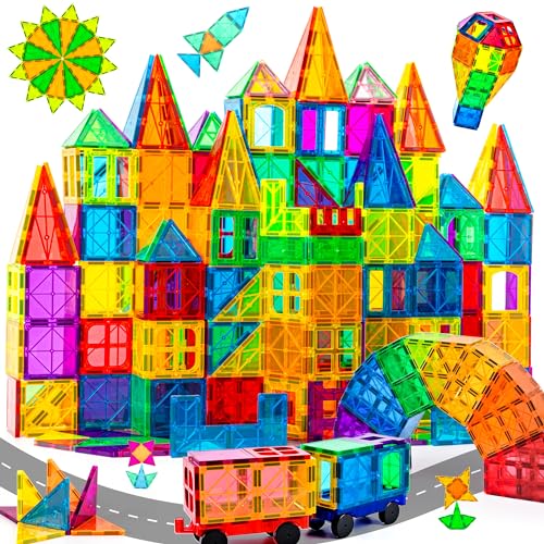 cossy 120Pcs Magnet Tiles Magnetic 3D Building Blocks Set Educational Construction Toys for 3+ Year Kids with Stronger Magnets, Rivets-Fastened, Educational, Recreational, Conventional von cossy