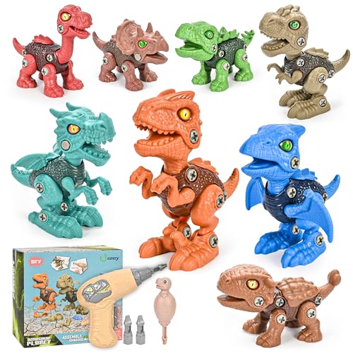 cossy Take Apart Dinosaurier Spielzeug für Kinder, 8 Packs DIY Dinosaurier Educational STEM Building Spielzeug mit elektrischen Bohrer, für 3+ Jungen Mädchen von cossy