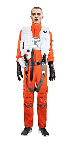 costumebase X-Wing TFA Widerstand Pilot Jumpsuit Brust Box Weste Handschuhe Gürtel Star Wars Kostüm (L) Orange/Weiß von costumebase