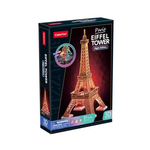 CubicFun 660534 3D Puzzle, Eiffelturm LED, beleuchtetes 3D-Modell, Wahrzeichen von Paris, Modellbausatz mit 51 Teilen, Modellbau für Kinder ab 8 Jahren CubicFun 660534 3D Puzzle, Eiffelturm LED, beleuchtetes 3D-Modell, Wahrzeichen von Paris, Modellbausatz mit 51 Teilen, Modellbau für Kinder ab 8 Jahren von cubic fun