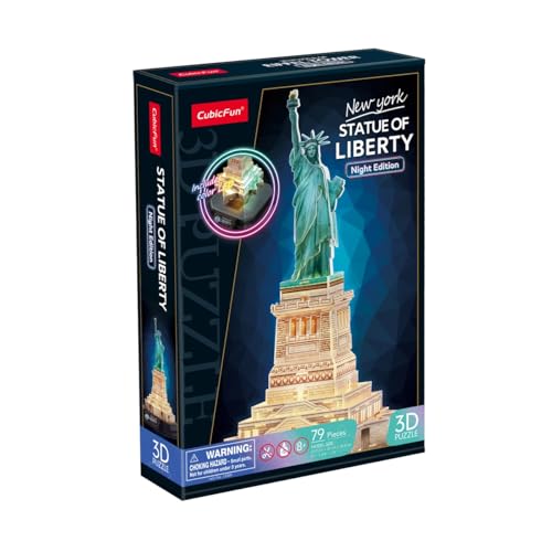 CubicFun 660536 3D Puzzle, Freiheitsstatue LED, beleuchtetes 3D-Modell, Wahrzeichen von New York, Modellbausatz mit 79 Teilen, Modellbau für Kinder ab 8 Jahren CubicFun 660536 3D Puzzle, Freiheitsstatue LED, beleuchtetes 3D-Modell, Wahrzeichen von New York, Modellbausatz mit 79 Teilen, Modellbau für Kinder ab 8 Jahren von cubic fun