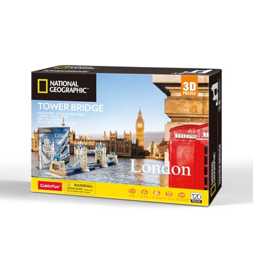 CubicFun 660978 National Geographic 3D Puzzle, Tower Bridge, 3D Modell Bastelset mit 120 Teilen, Modellbausatz für Kinder ab 8 Jahren CubicFun 660978 National Geographic 3D Puzzle, Tower Bridge, 3D Modell Bastelset mit 120 Teilen, Modellbausatz für Kinder ab 8 Jahren von cubic fun