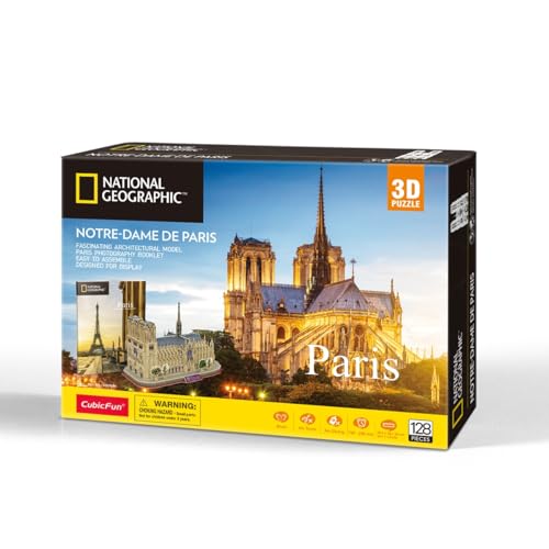 CubicFun 660986 National Geographic 3D Puzzle, Notre-Dame de Paris, 3D Modell Bastelset mit 128 Teilen, Modellbausatz für Kinder ab 8 Jahren CubicFun 660986 National Geographic 3D Puzzle, Notre-Dame de Paris, 3D Modell Bastelset mit 128 Teilen, Modellbausatz für Kinder ab 8 Jahren von cubic fun
