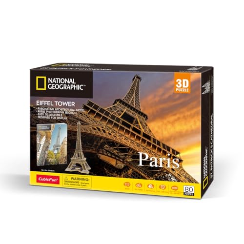 CubicFun 660998 National Geographic 3D Puzzle, Eiffelturm, Eiffel Tower 3D Modell Bastelset mit 80 Teilen, Modellbausatz für Kinder ab 8 Jahren CubicFun 660998 National Geographic 3D Puzzle, Eiffelturm, Eiffel Tower 3D Modell Bastelset mit 80 Teilen, Modellbausatz für Kinder ab 8 Jahren von cubic fun