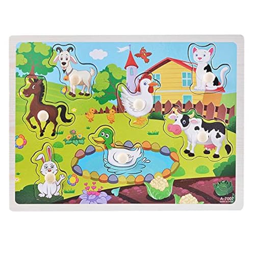 Wooden Puzzle 1 Year, Holzspielzeug Mit Tieren Vom Bauernhof, Steckpuzzle Bauernhof Holz, Schichtpuzzle Holz Puzzles Kind, Puzzle Ab 1 Jahr, 2 Jahre, Puzzle Wood from 1 Year, for Boys and Girls von cuhostki