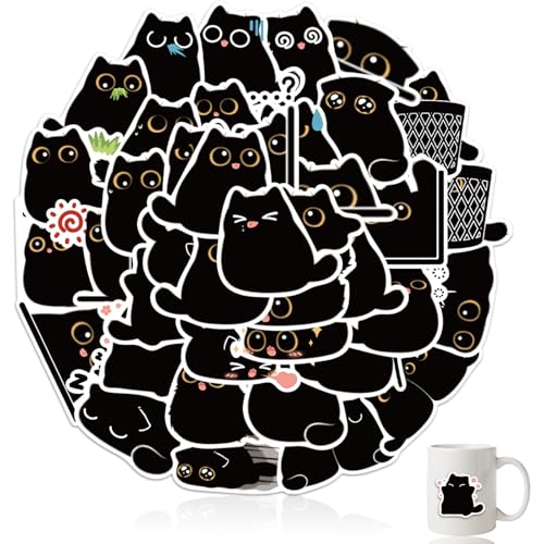 cuhostki Katze Aufkleber, 40 Stück Nette Stickers, Wasserdicht Vinyl Stickers, Cat Stickers Set, Für Wasserflaschen, Skateboard, Gepäck, Graffiti, Scrapbook, Fahrrad, Notebook von cuhostki