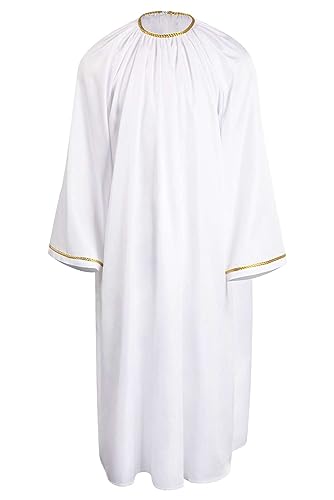 cultofmoon Angel Weiß Robe Angel Cosplay Umhang Mantel Angel Dämon Kostüm Mittelalter Mönch Priester Kostüm Lange Robe Renaissance Halloween Karneval Outfit von cultofmoon