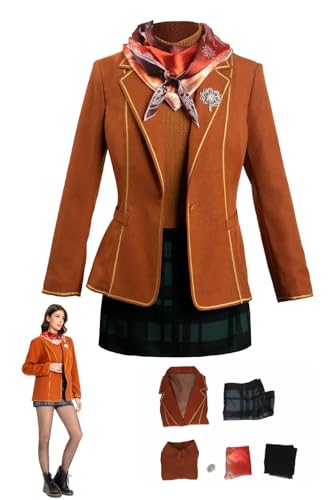 cultofmoon Ashley Cosplay Kostüm Orange Mantel Pullover Rock Set Ashley Schuluniform Anzug Spiel Biohazard Kostüm Halloween Karneval Outfit von cultofmoon