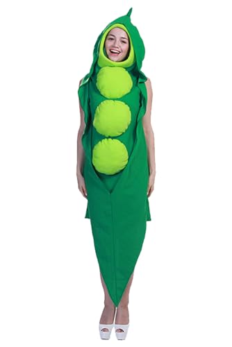 cultofmoon Erbsen Kostüm Erbse Cosplay Overall Jumpsuit Gemüse Einteiliges Kostüm Erwachsene Lustige Cosplay Kostüme Halloween Karneval Party von cultofmoon