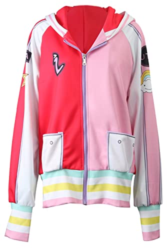 cultofmoon Uta Cosplay Kostüm Anime Uta Hoodie Jacke mit Reißverschluss Rosa Bedruckte Anime Jacke Pullover Kapuzenpullover Halloween Karneval Outfit von cultofmoon