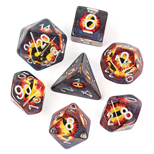 Cusdie 7-teiliges DND-Würfel-Set, polyedrisch, gefüllt mit Galaxie-Auge, für Rollenspiele, Dungeons and Dragons, D&D-Würfel (braun) von cusdie