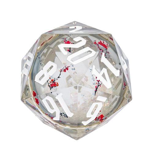 Cusdie Große D20-Würfel, 55 mm mit scharfen Kanten, D&D, 20-seitiger Würfel, handgefertigter DND-D20-Würfel, für Dungeons and Dragons RPG, Tischspiele (Pflaumenblüte) von cusdie