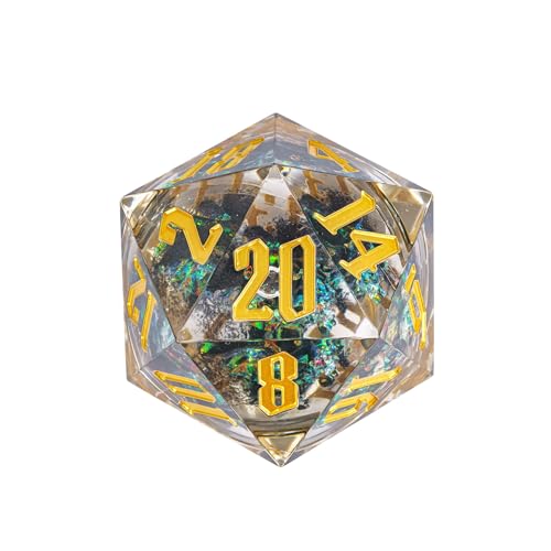 Cusdie Große D20-Würfel, 55 mm mit scharfen Kanten, D&D, 20-seitiger Würfel, handgefertigter DND-D20-Würfel, für Dungeons and Dragons RPG, Tischspiele (schwarzer Treibsand) von cusdie