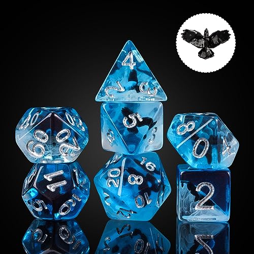 Cusdie Polyedrisches Würfel-Set, 7 Würfel, mit Tier gefüllt, für Rollenspiele, Dungeons and Dragons, D&D-Würfel, MTG Pathfinder (Eagle) von cusdie