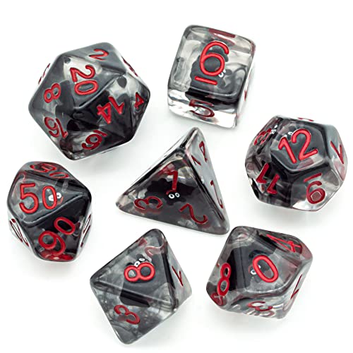 Cusdie Polyedrisches Würfel-Set mit 7 Würfeln, gefüllt mit Tier, Fledermaus-Würfel für Halloween, Rollenspiel, Dungeons and Dragons, D&D-Würfel (Fledermaus) von cusdie