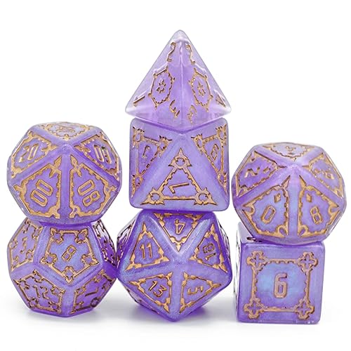 Cusdie Riesige DND-Würfel, polyedrisches Würfel-Set, D&D-Würfel für Dungeons and Dragons, Pathfinder, RPG, MTG, Violett, 7 Stück von cusdie