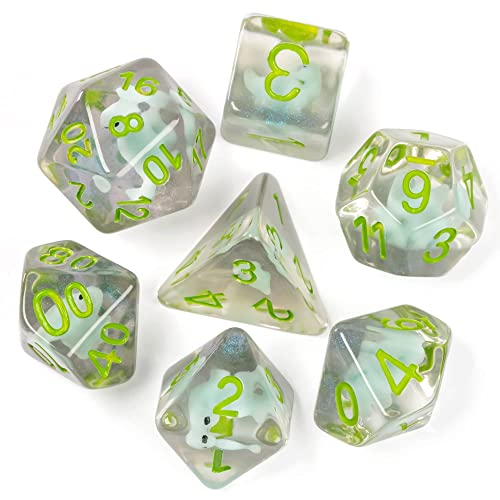 cusdie Polyedrisches Würfel-Set, 7 Stück, gefüllt mit Tieren, für Rollenspiele, Dungeons and Dragons, D&D-Würfel (Dinosaurier) von cusdie