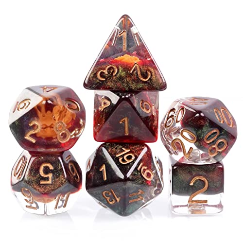 cusdie 7-Die DND-Würfel, polyedrisches Würfel-Set gefüllt mit Drachenmaske, für Rollenspiele, Dungeons and Dragons, D&D-Würfel, MTG, Pathfinder (Drachenmaske), RE-Animal von cusdie