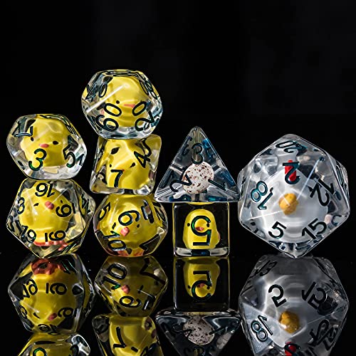 cusdie 7-teiliges DND-Würfel-Set, polyedrisches Würfel-Set, gefüllt mit Tieren, für Rollenspiele, Dungeons and Dragons, D&D-Würfel (8-teiliges Huhn) von cusdie