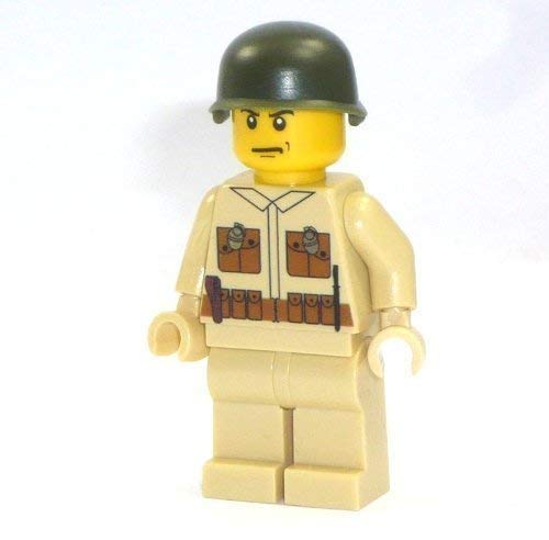 Custom U.S. Soldat WW2 Figur beige hochwertig Bedruckt aus Lego® Teilen von custom