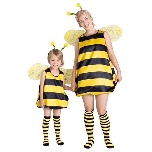 cuteDIY Bienenkostüm Kinder Kostüm Biene Kind Gr. 98 Kinderkostüm Faschingskostüm Familien von cuteDIY