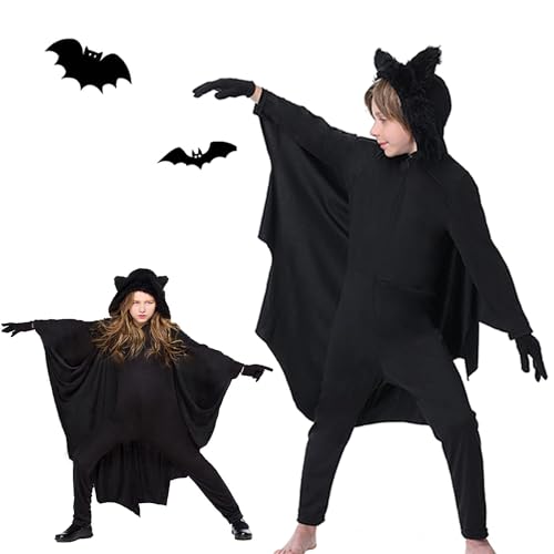 cuteDIY Fledermauskostüm Vampir Kostüm Kinder Fledermaus Flügel Kind Cape 128 von cuteDIY