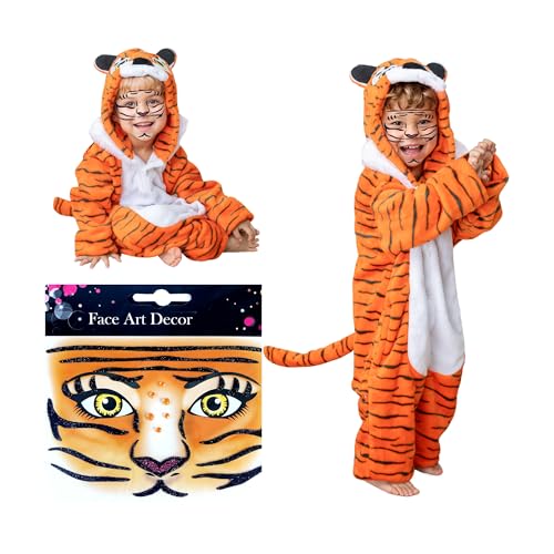 cuteDIY Kostüm Tiger Kinder Kostüm Tier Kinder Kostüm Junge 2 Jahre Overall Kostüm Kinder Tiger Aufkleber von cuteDIY