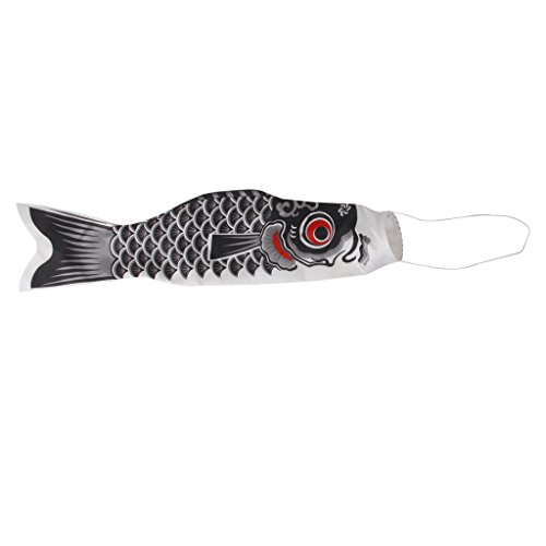 Cutefly USB14018724 55cm Windsack Karpfen Flag Koinobori Segelfisch Fischwind Streamer Schwarz von cutefly