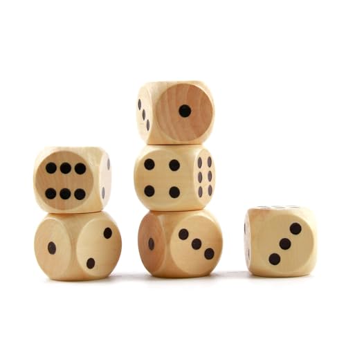 6 Große Würfel Holz (30 mm), Natur Holz Würfelspiel, Holzwürfel Groß für Brettspiele, Lernspiele, für Vielseitige Anwendungen von cxxtkcxxlc