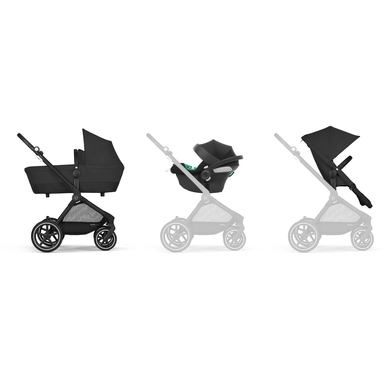 cybex GOLD 3 in 1 Reisesystem Kombikinderwagen Eos Lux inklusive Babyschale Aton B2 Black Moon Black von cybex GOLD