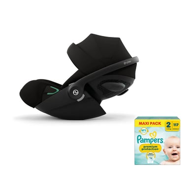 cybex GOLD Babyschale Cloud G i-Size Magic Black inkl. Pampers Windeln Premium Protection, Gr. 2 Mini 4-8kg - Maxi Pack von cybex GOLD