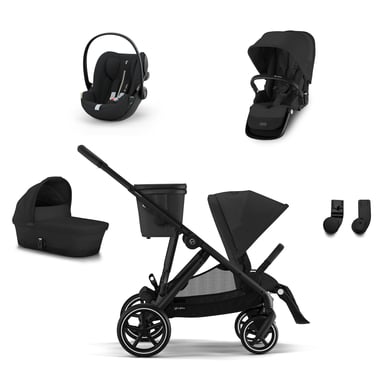 cybex GOLD Geschwisterset Gazelle S Black Moon Black inkl. Kinderwagenaufsatz Gazelle S Cot Moon Black, Babyschale Cloud G i-Size Plus Moon Black Plus, S Sitzeinheit Moon Black und S Adapter von cybex GOLD