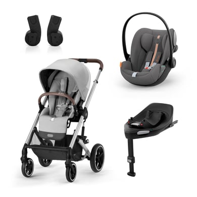 cybex GOLD Kinderwagen Balios S Lux Silver Lava Grey inklusive Babyschale Cloud G i-Size Plus Lava Grey Basisstation Base G Black und Adapter von cybex GOLD