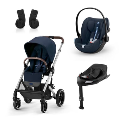 cybex GOLD Kinderwagen Balios S Lux Silver Ocean Blue inklusive Babyschale Cloud G i-Size Plus Ocean Blue Basisstation Base G Black und Adapter von cybex GOLD