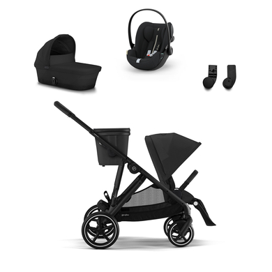 cybex GOLD Kinderwagen Gazelle S Black Moon Black inkl. Kinderwagenaufsatz Gazelle S Cot Moon Black, Babyschale Cloud G i-Size Plus Moon Black Plus und Gazelle S Adapter von cybex GOLD