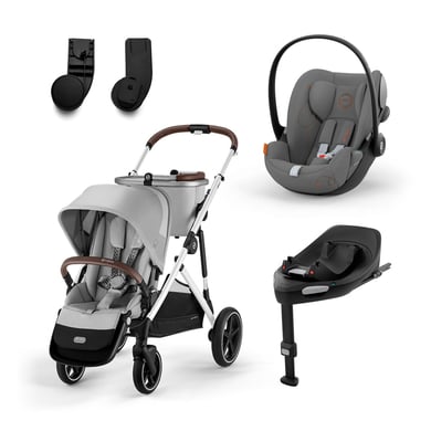 cybex GOLD Kinderwagen Gazelle S Silver Lava Grey inklusive Babyschale Cloud G i-Size Lava Grey Basisstation Base G und Adapter von cybex GOLD