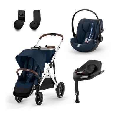 cybex GOLD Kinderwagen Gazelle S Silver Ocean Blue inklusive Babyschale Cloud G i-Size Plus Ocean Blue Basisstation Base G und Adapter von cybex GOLD