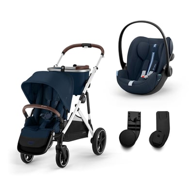 cybex GOLD Kinderwagen Gazelle S Silver Ocean Blue inklusive Babyschale Cloud G i-Size Plus Ocean Blue und Adapter von cybex GOLD