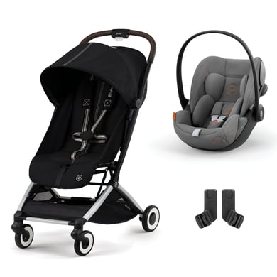 cybex GOLD Kinderwagen Orfeo Silver Moon Black inklusive Babyschale Cloud G i-Size Lava Grey mit Babyschale und Adapter von cybex GOLD