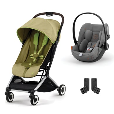 cybex GOLD Kinderwagen Orfeo Silver Nature Green inklusive Babyschale Cloud G i-Size Lava Grey mit Babyschale und Adapter von cybex GOLD