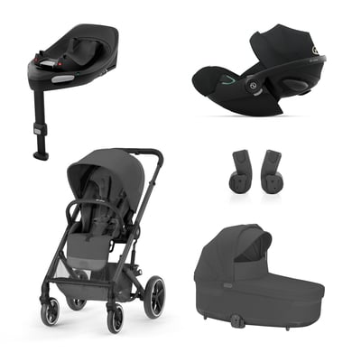 cybex GOLD Kinderwagen-Set Balios S Lux Black Moon Black inkl. Kinderwagenaufsatz Cot S Lux Moon Black, Babyschale Cloud G i-Size Moon Black, Adapter und Basistation Base G von cybex GOLD