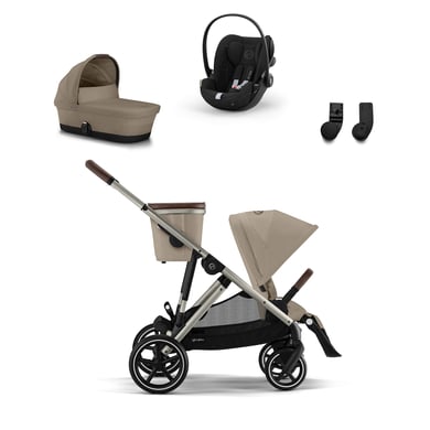 cybex GOLD Kombikinderwagen Gazelle S Taupe Almond Beige inklusive Babyschale Cloud G i-Size Moon Black und Gazelle S Adapter von cybex GOLD