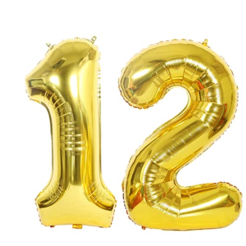 D2D | Party Balloon Zahl 12 XL in Gold - Größe: 80 cm - Folienballons - Zahlenballons - Geburtstagdeko - Helium Ballons von d2d-needs