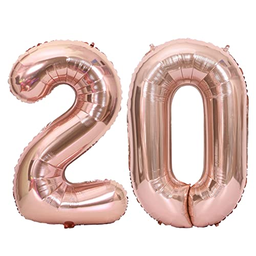 D2D | Party Balloon Zahl 20 XL in Rosé - Größe: 80 cm - Folienballons - Geburtstagdeko - Zahlenballons - Prozellanhochzeit - Helium Ballons von d2d-needs