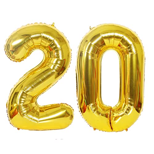 D2D | Party Balloon Zahl 20 XXL in Gold - Größe: 100 cm - Folienballons - Zahlenballons - Geburtstagdeko - Prozellanhochzeit - Helium Ballons von d2d-needs