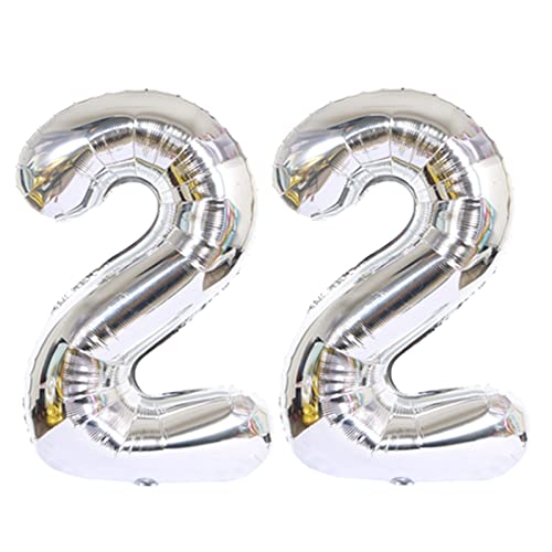 D2D | Party Balloon Zahl 22 XXL in Silber - Größe: 100 cm - Geburtstagdeko - Folienballons - Zahlenballons - Helium Ballons von d2d-needs